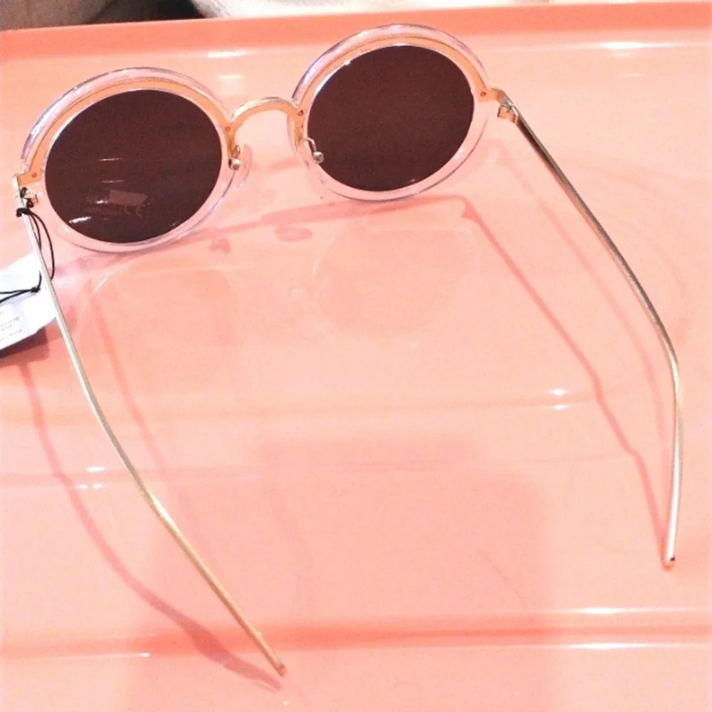 Round Rainbow MIRROR Sunglasses Clear Frames GLAM Fairygoth Hippie Festival City